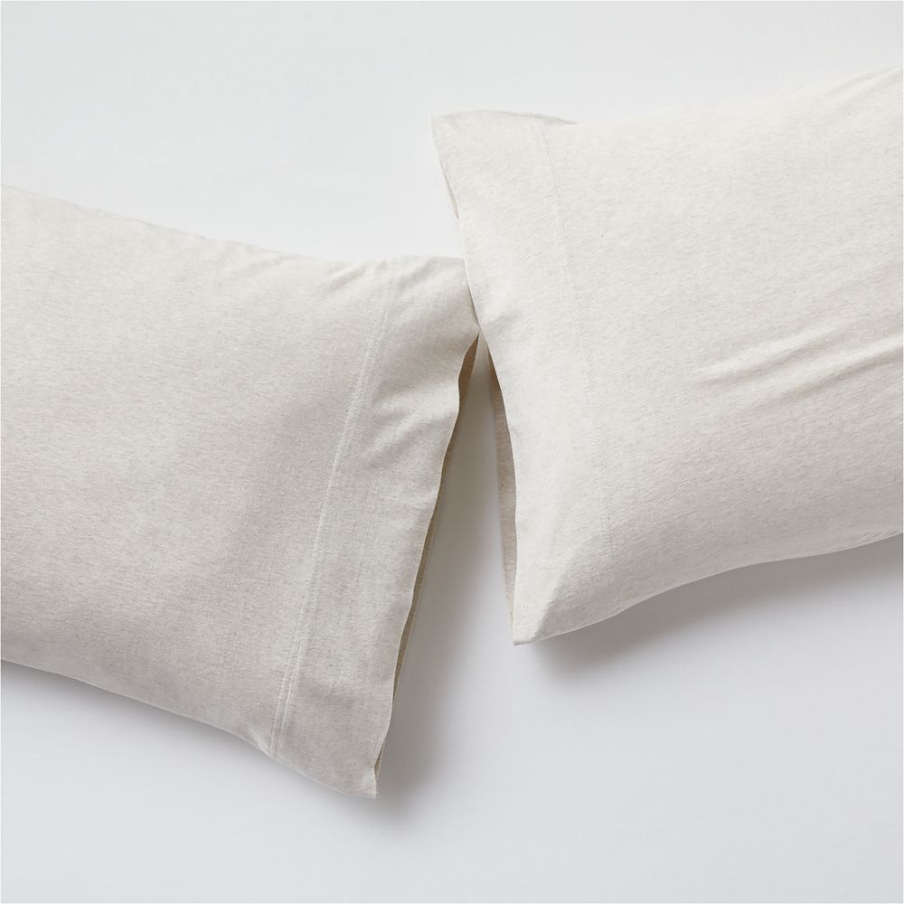 Cozysoft Organic Cotton Jersey Oatmeal Brown Pillowcases, Set of 2