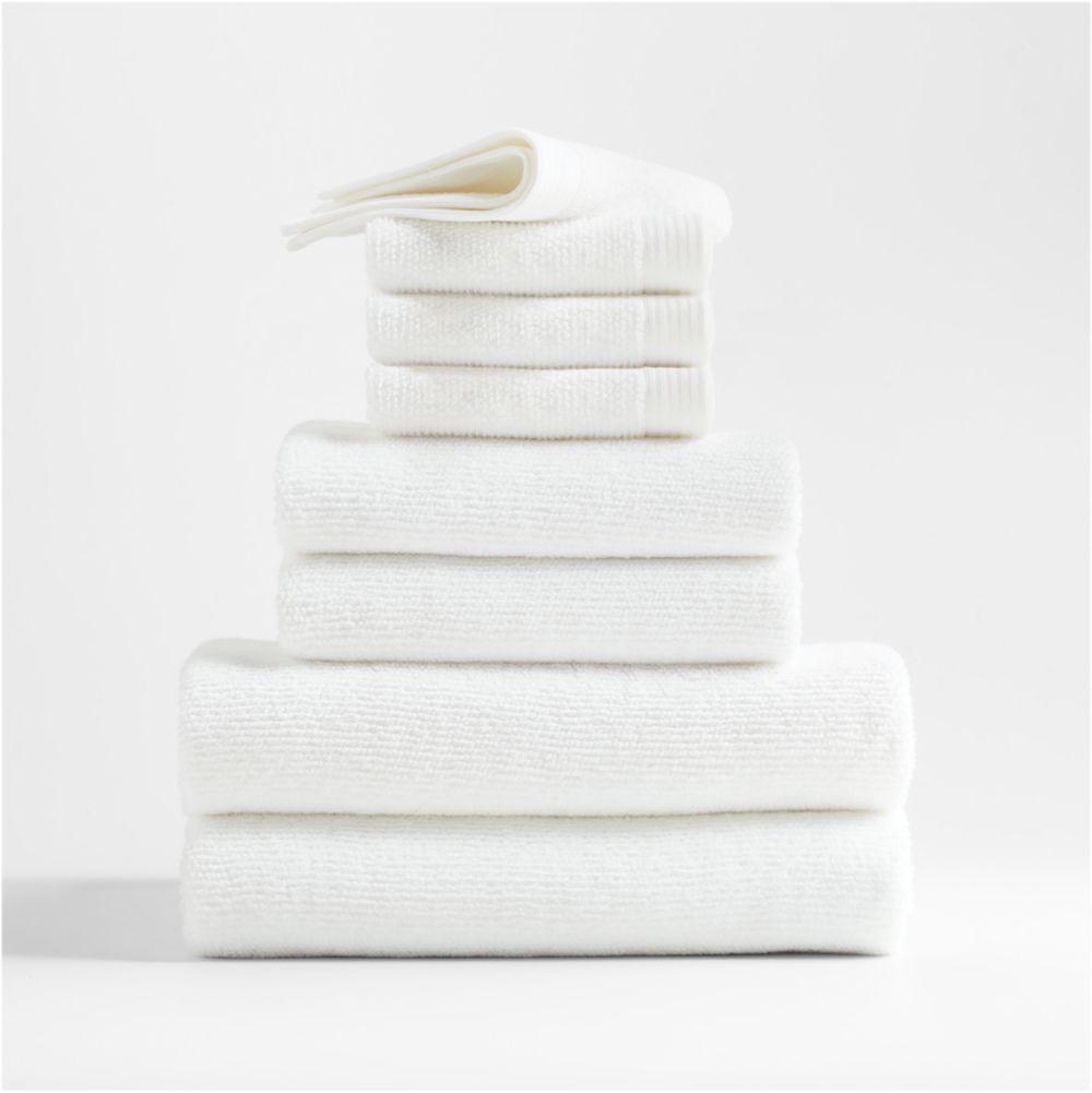 Antimicrobial Organic Cotton Bright White Bath Towels, Set of 8