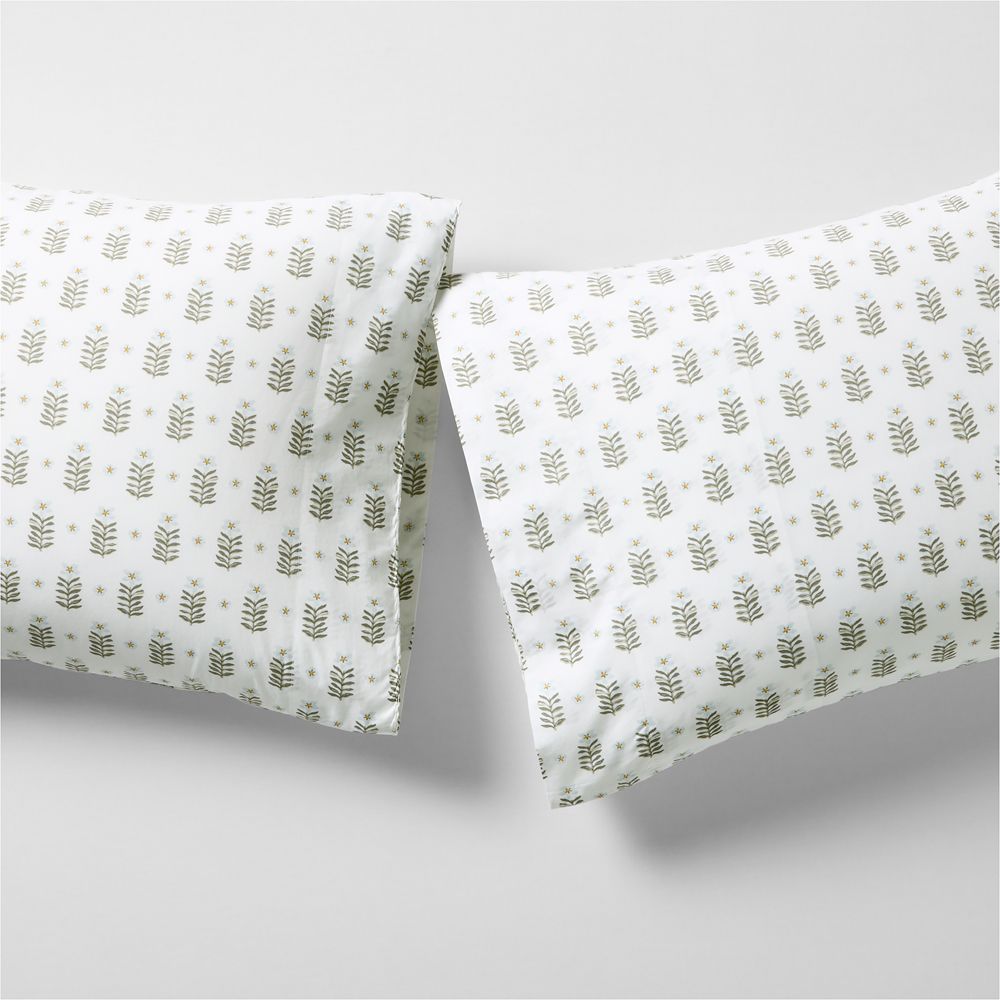 Favorite Washed Organic Cotton Floral Stem Pillowcases, Set of 2