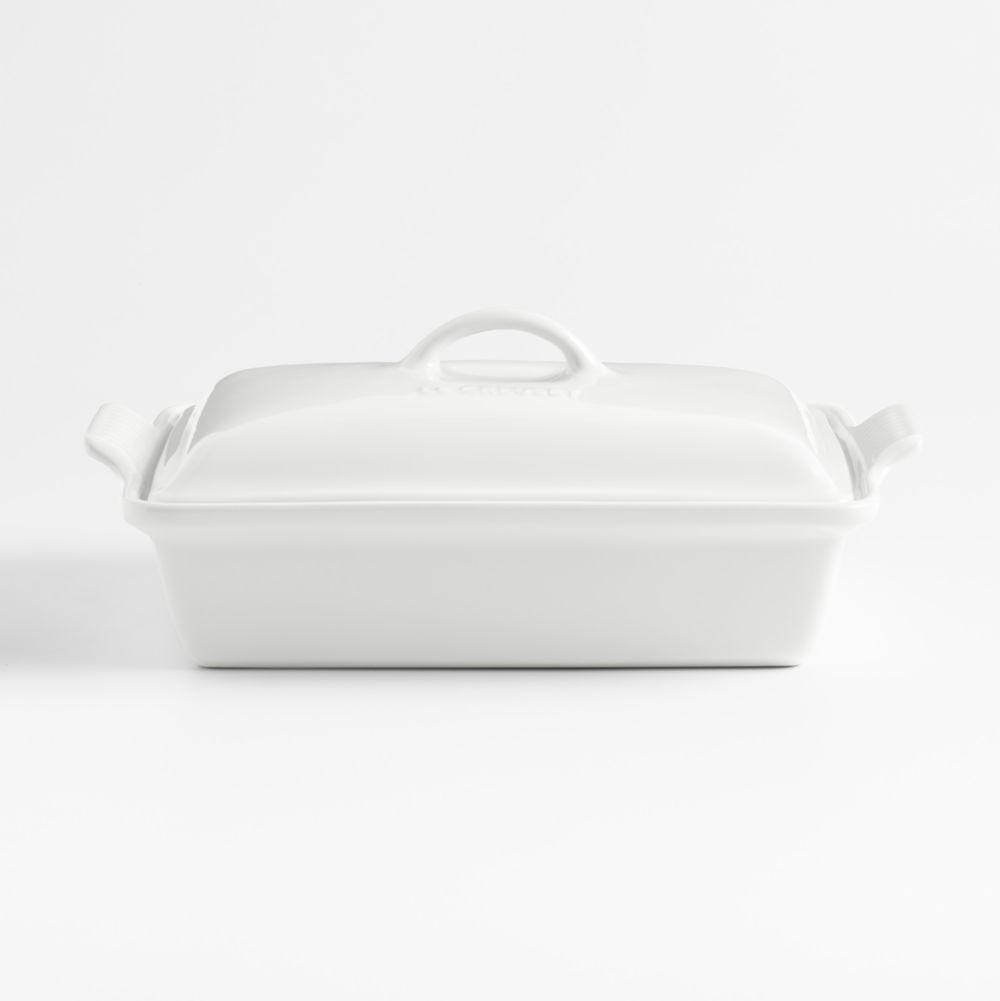 Le Creuset Heritage 4-Qt. White Rectangular Casserole Dish with Lid