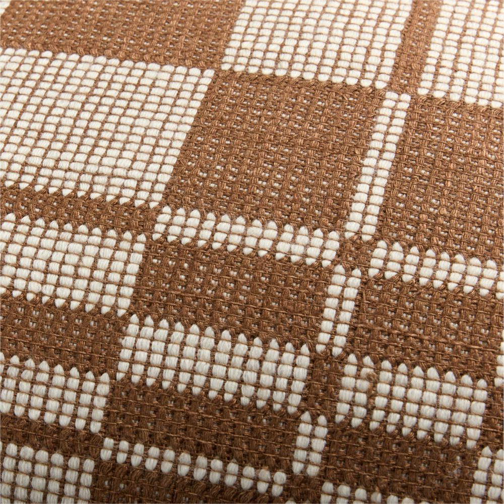 Alternative view of Wool and Linen Blend Plaid 23"x23" Maple Brown Throw Pillow
