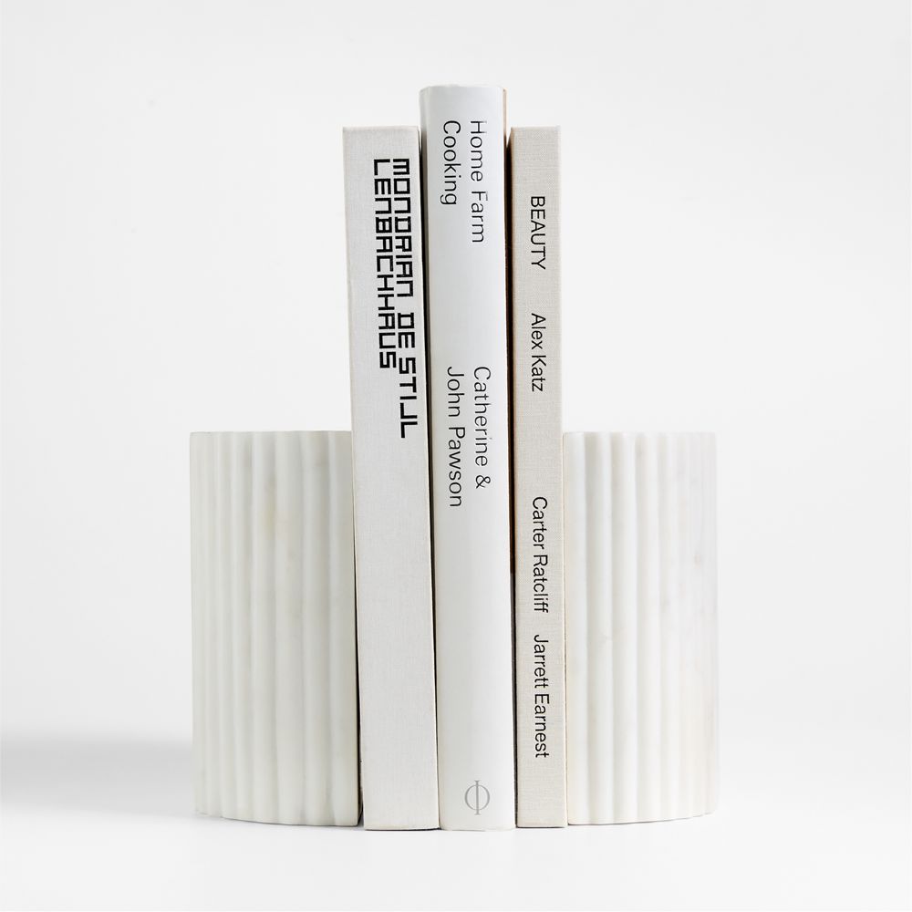 Jolie White Marble Bookends, Set of 2