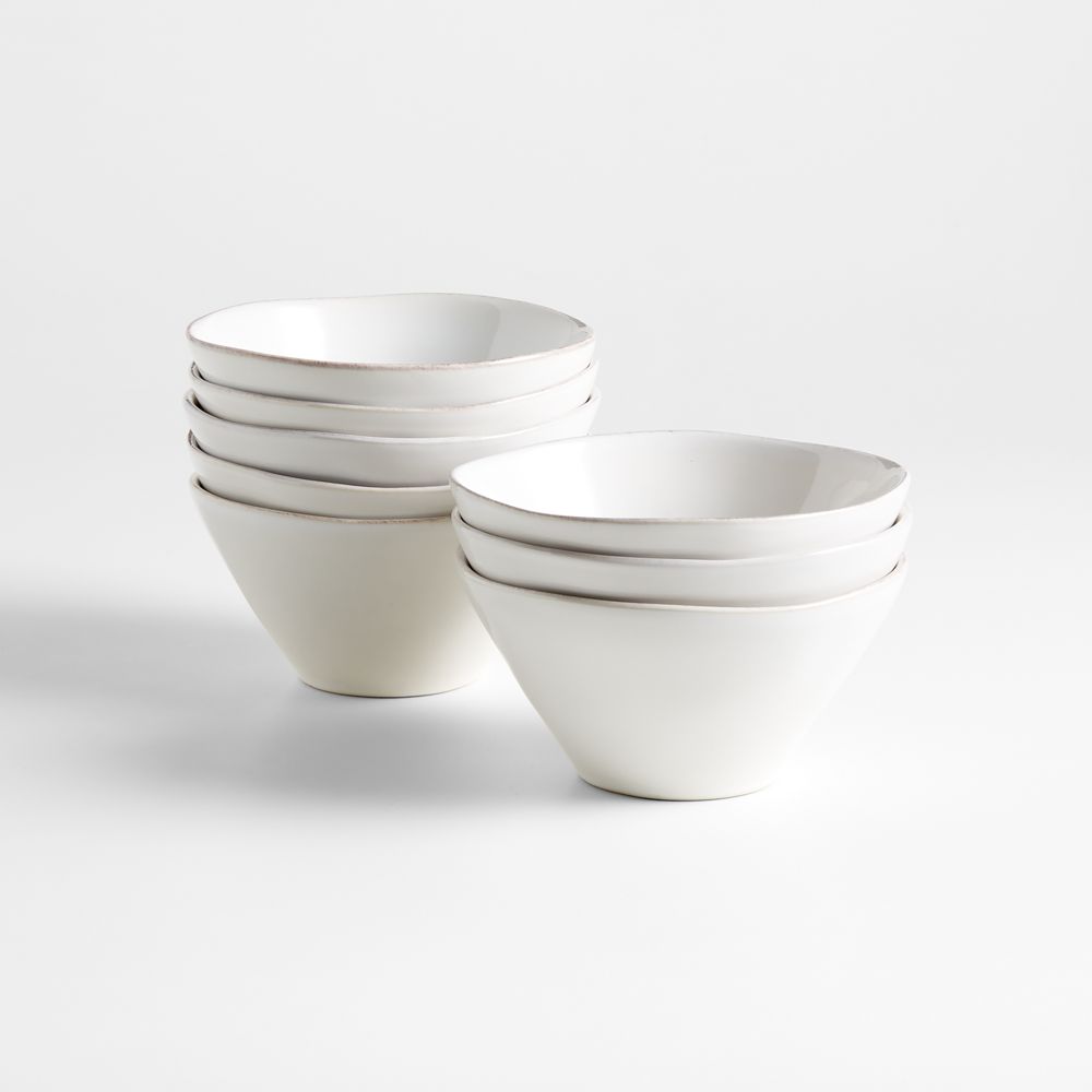 Marin White Stoneware Cereal Bowls, Set of 8
