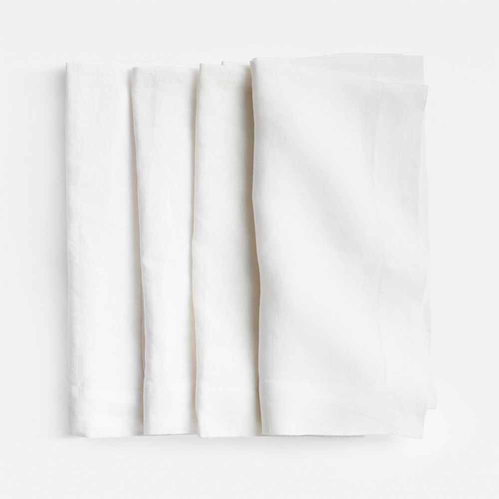Marin White European Linen Napkin, Set of 4