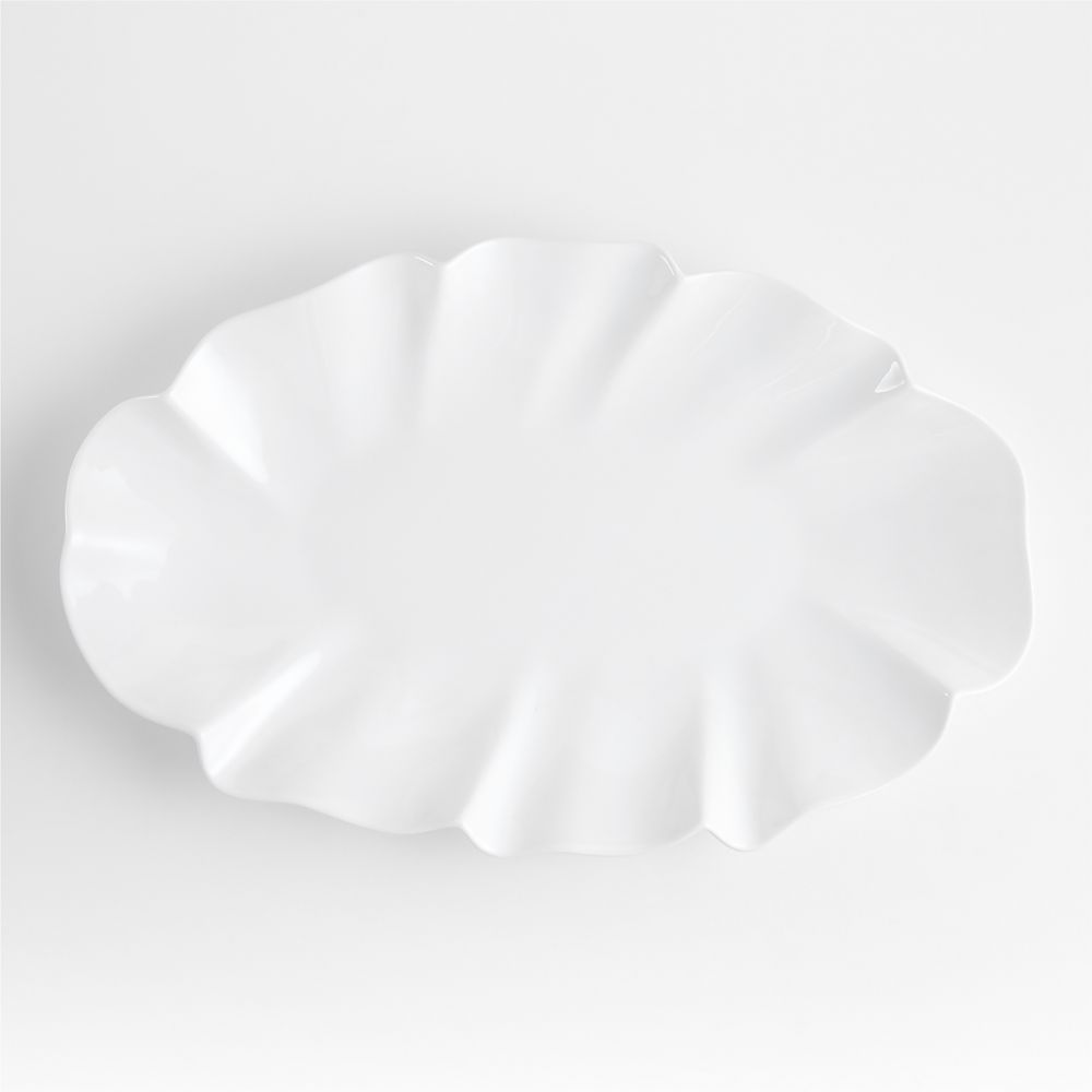 White Ruffle 22" Earthenware X-Large Platter