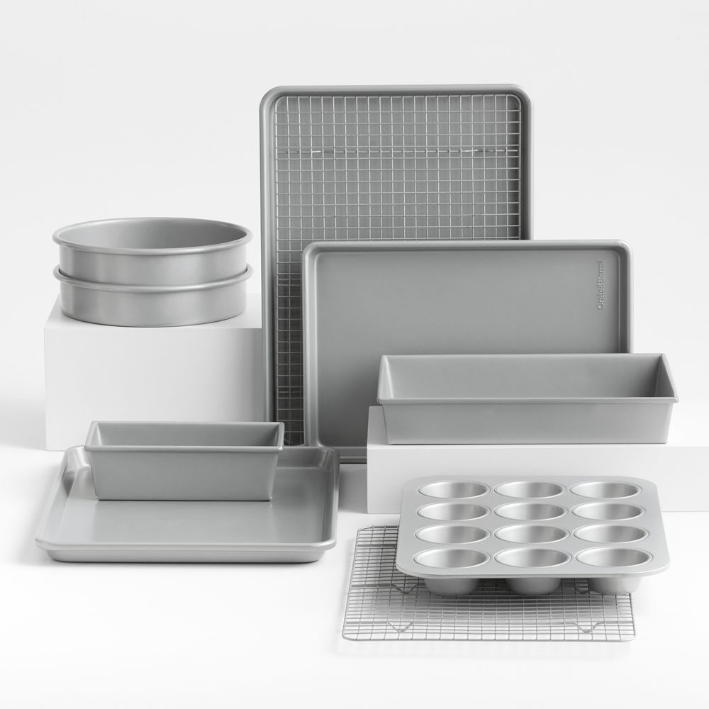 Crate & Barrel Silver 10-Piece Silicone Nonstick Bakeware Set
