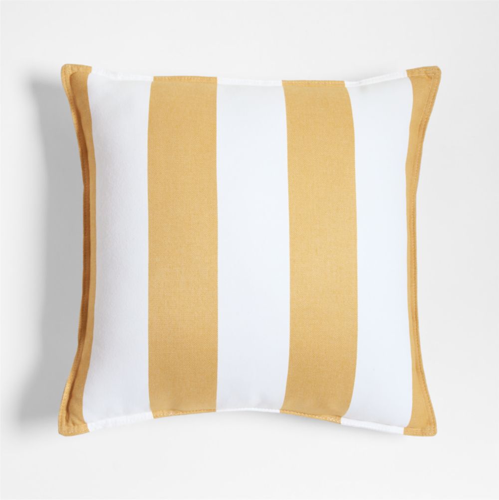 Sunbrella 20"x20" Cabana Wheat Yellow Stripe Outdoor Throw Pillow
