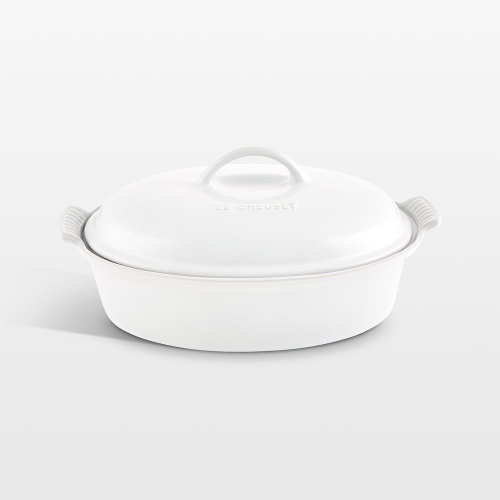 Le Creuset Heritage 4-Qt. White Covered Oval Casserole Dish with Lid