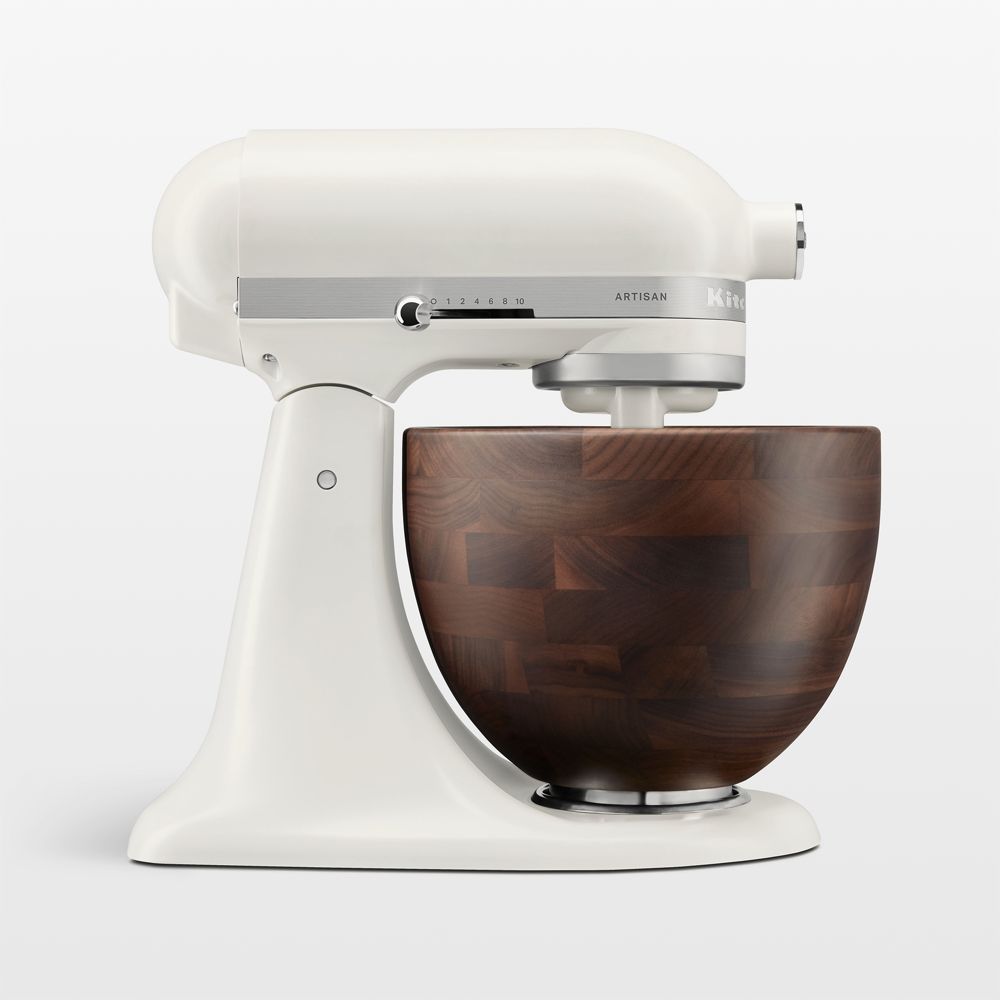 KitchenAid Artisan Series Porcelain White 5-Quart Tilt-Head Stand Mixer with Walnut Bowl