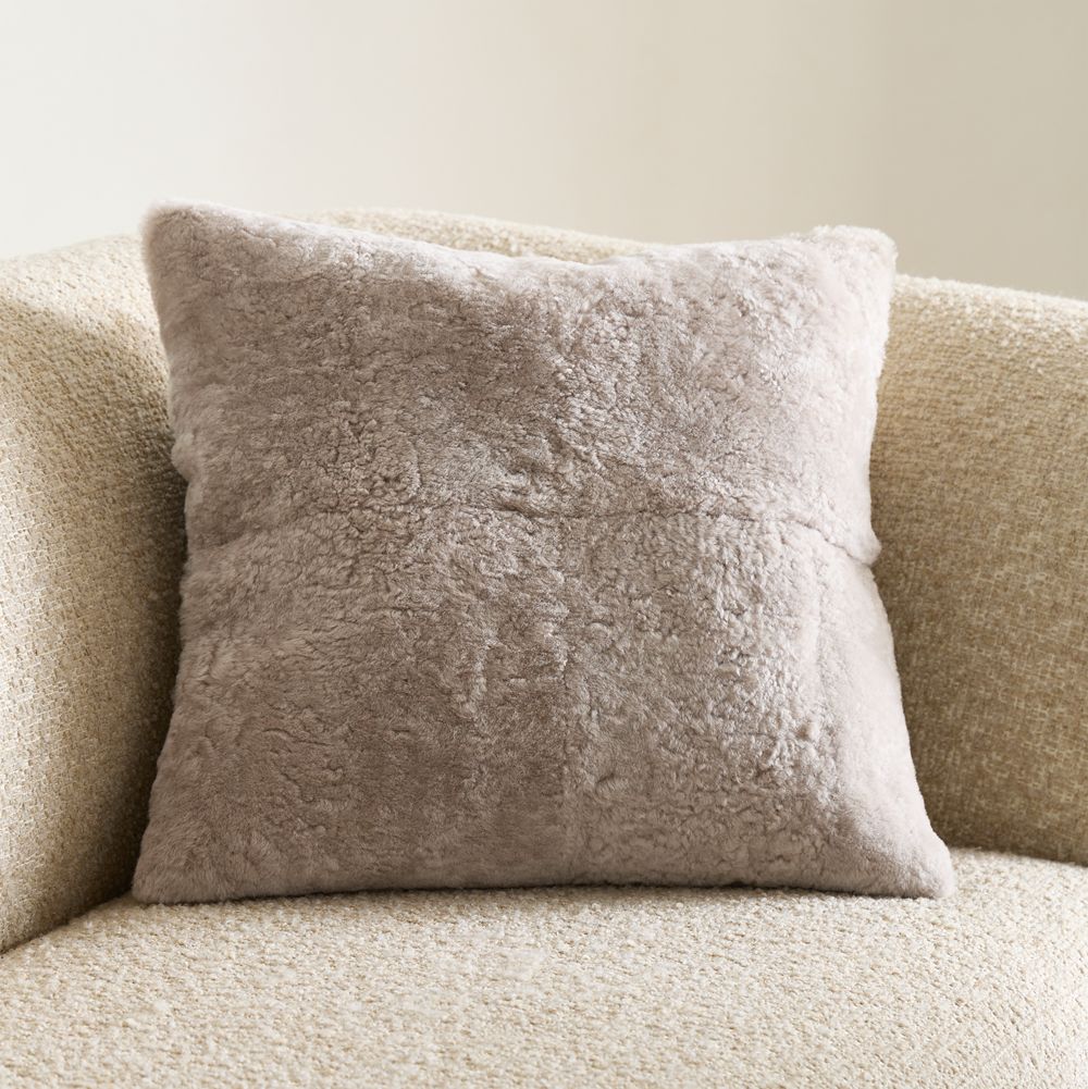 Malmo Shearling 20"x20" Clay Taupe Throw Pillow
