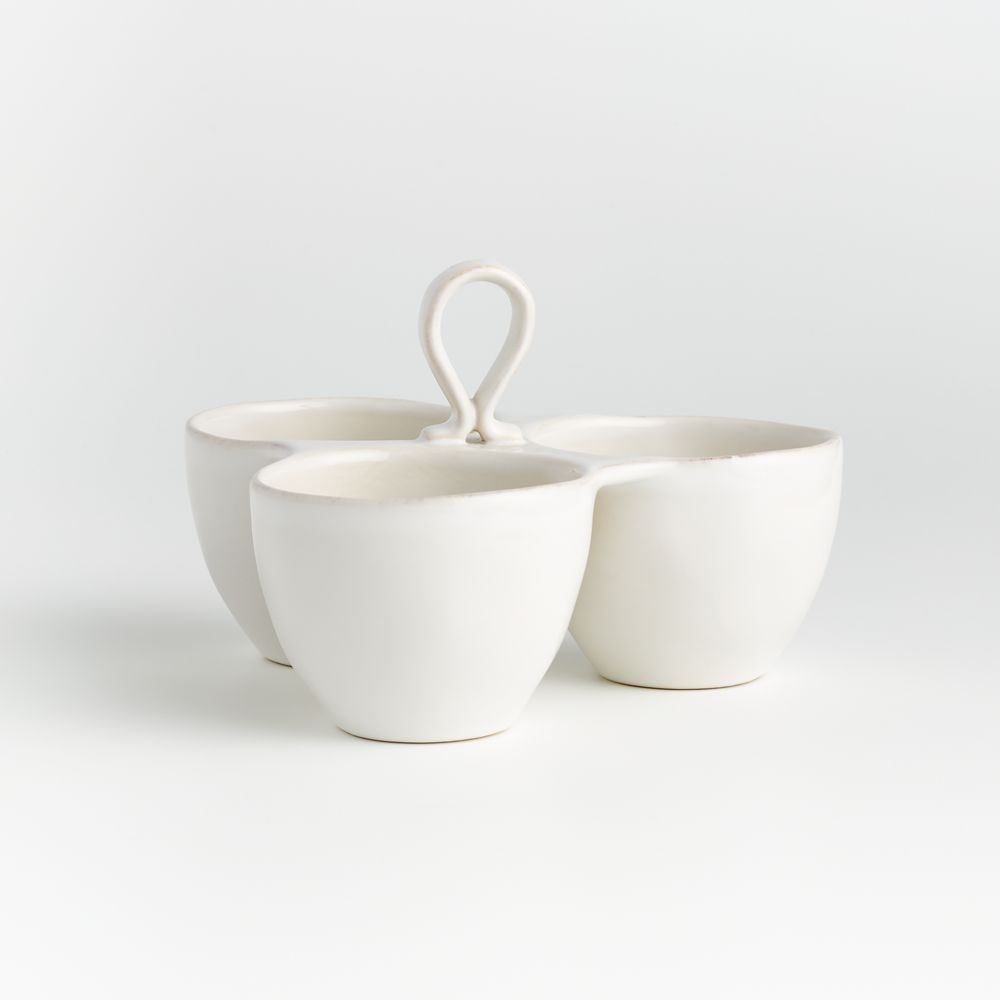 Marin White Stoneware 3-Part Server