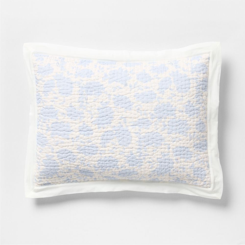 Celeste Cotton Light Blue Floral Bed Pillow Sham