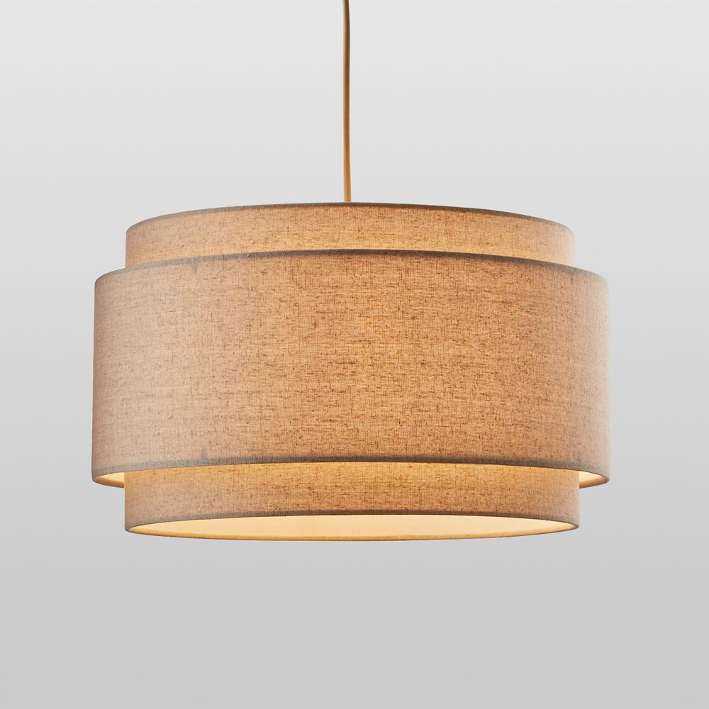Avery Natural Linen Double Drum Pendant Light 18"