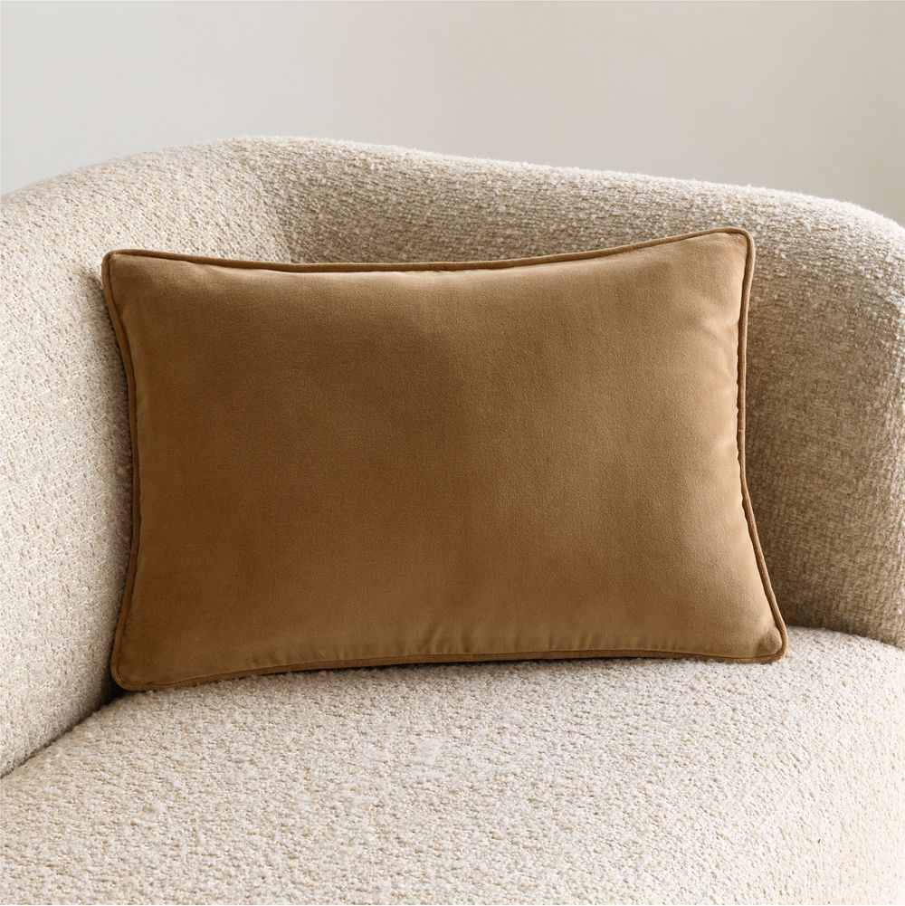 Soft Focus Organic Cotton Velvet 22"x15" Chestnut Brown Throw Pillow by Laura Harrier and Tiffany Howell