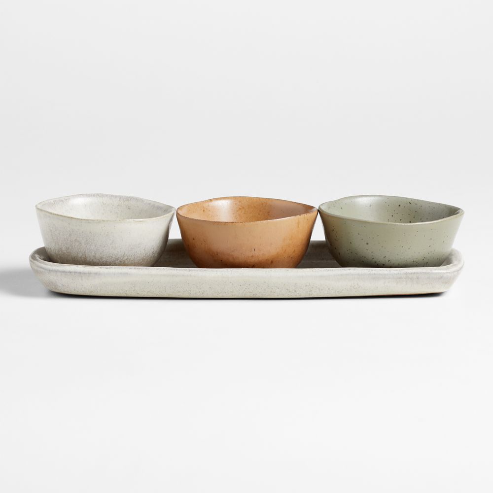 Carmel 3-Part Ceramic Dip Bowl & Tray by Gaby Dalkin