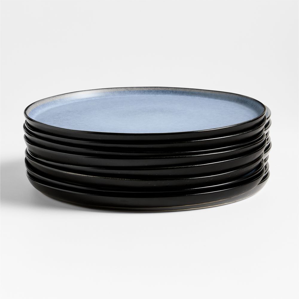 Mercer Arctic Blue Recycled Stoneware Dinner Plates, Set of 8