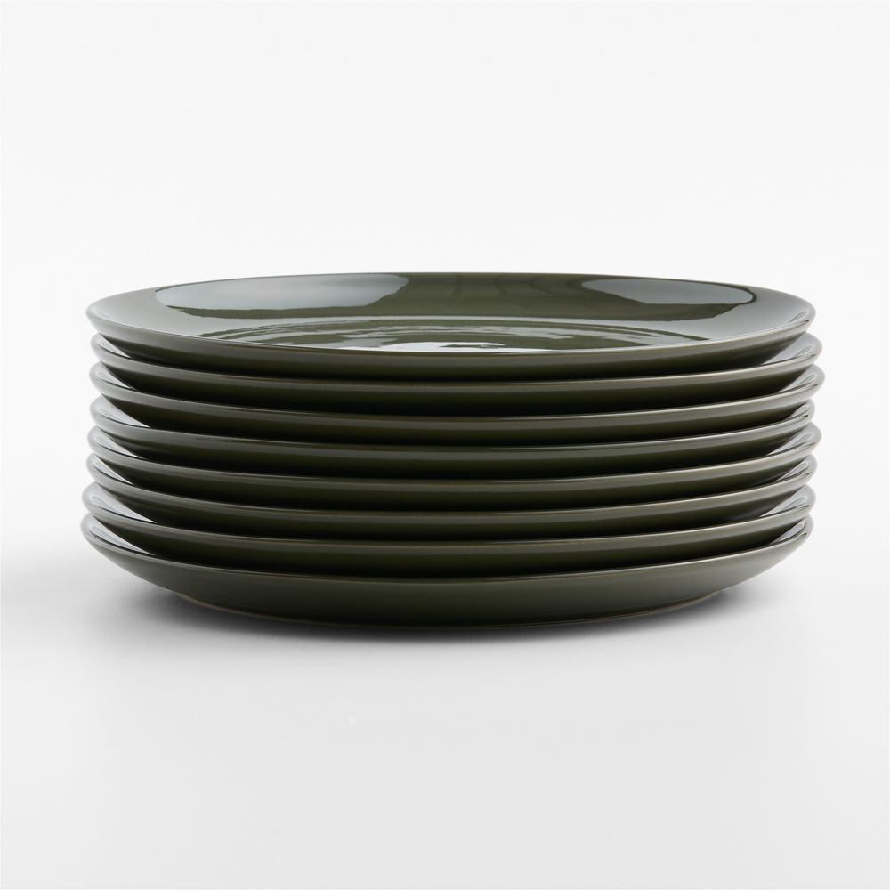 Hudson Burnt Green Stoneware Dinner Plates, Set of 8