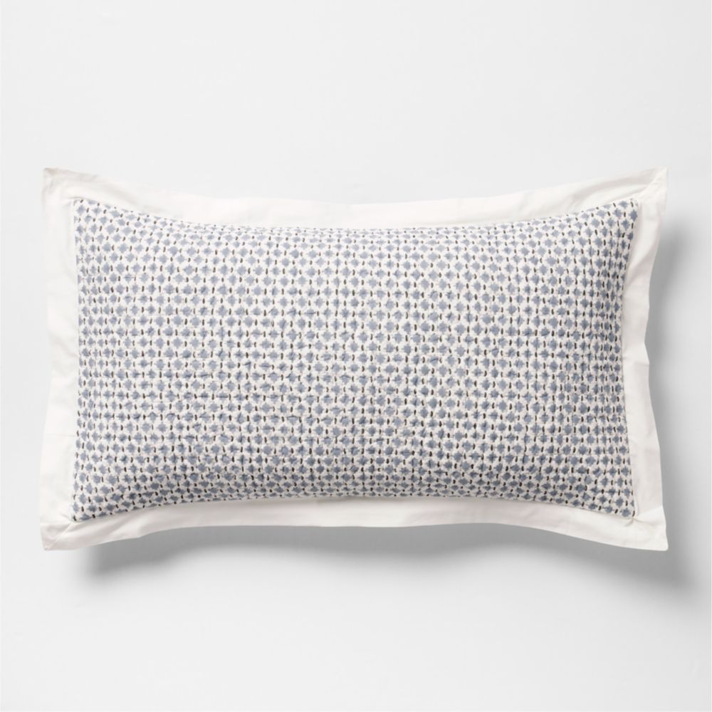 Celeste Organic Cotton Navy Diamond Print Quilted Bed Pillow Sham