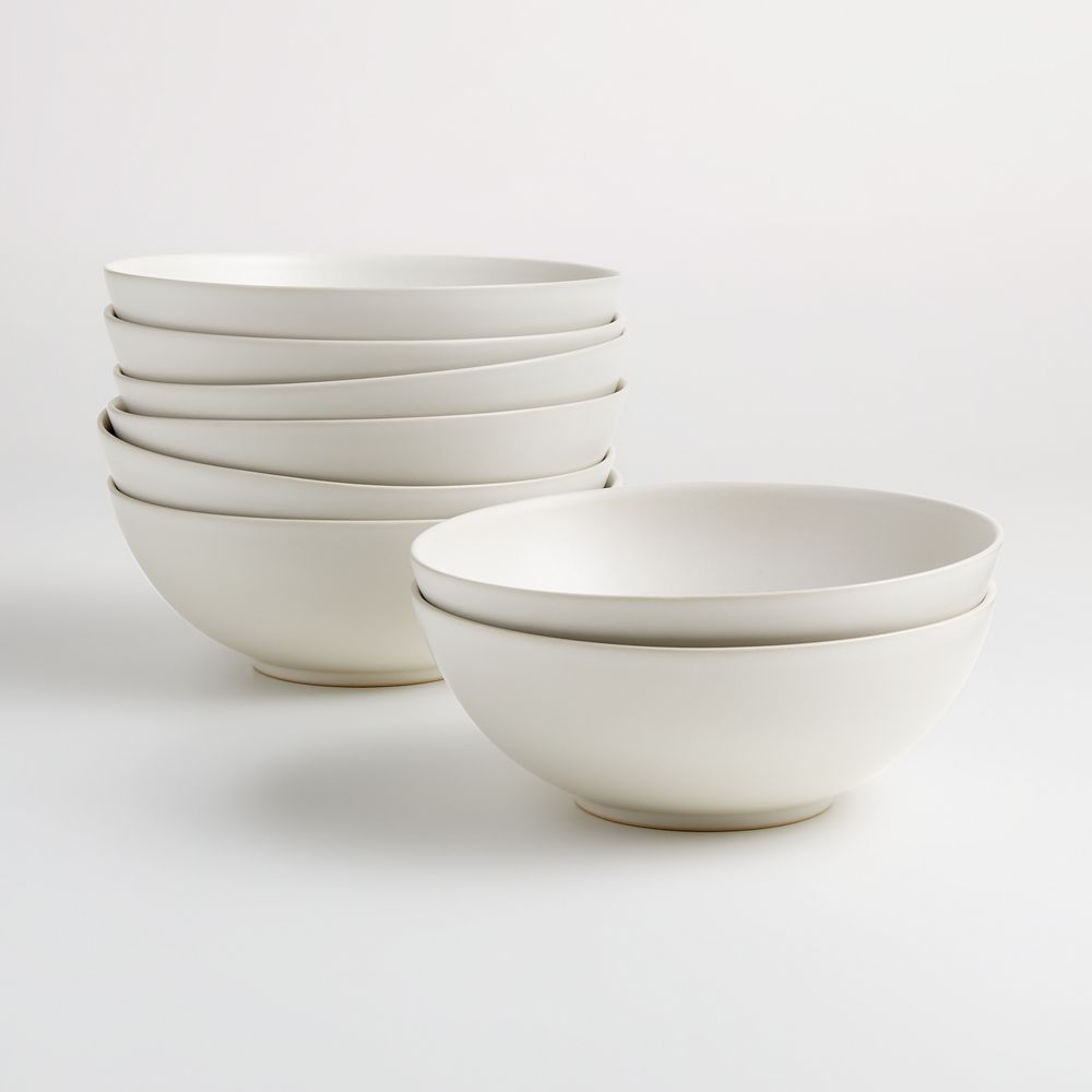 Craft Linen Cream Stoneware Bowl, Set of 8
