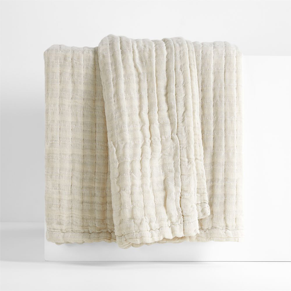 Organic Cotton Gauze Flax Beige Throw