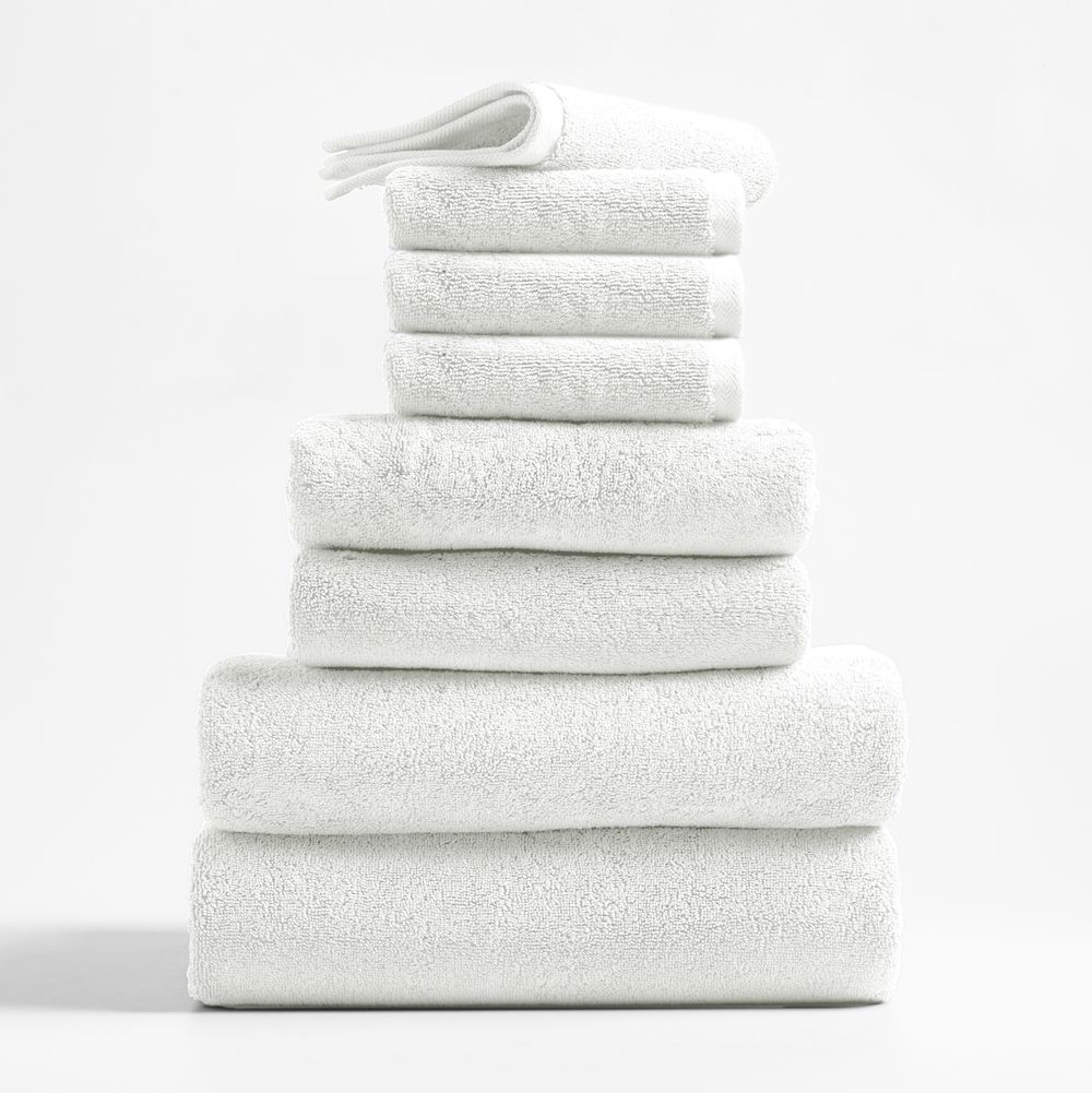 Classic Organic Turkish Cotton White Towels, Set of 8