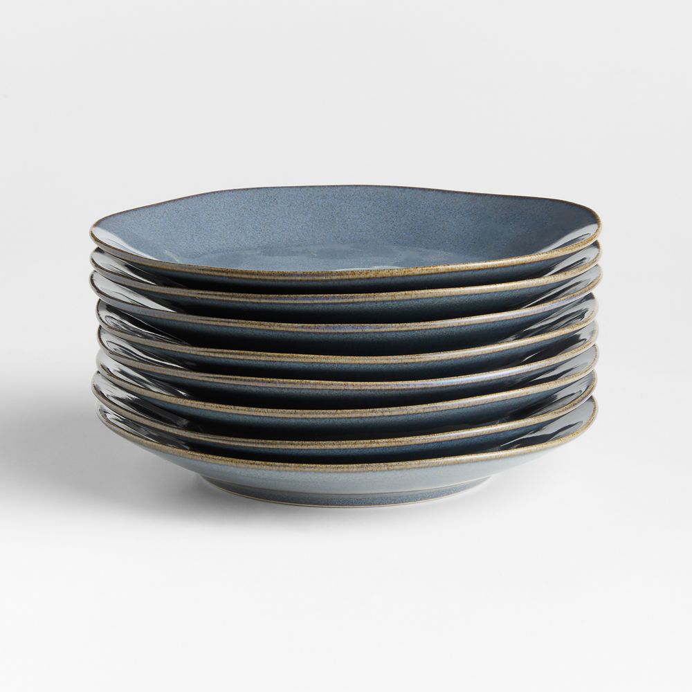 Marin Slate Blue Stoneware Salad Plates, Set of 8