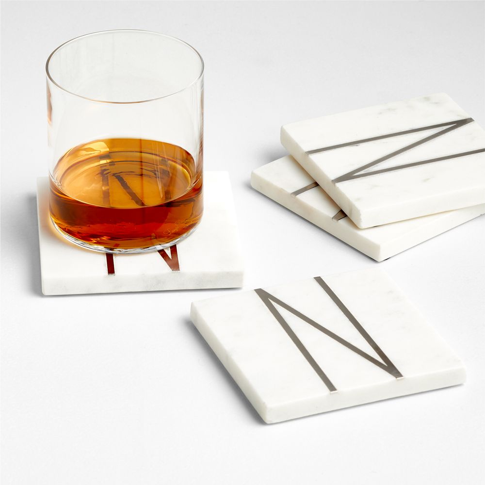 Marble Monogram Coasters, Set of 4