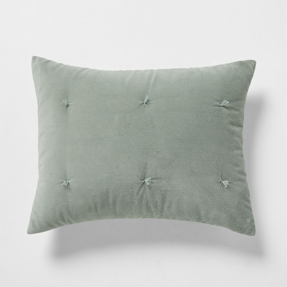 Organic Cotton Linen Velvet Shadow Sage Green Bed Pillow Sham