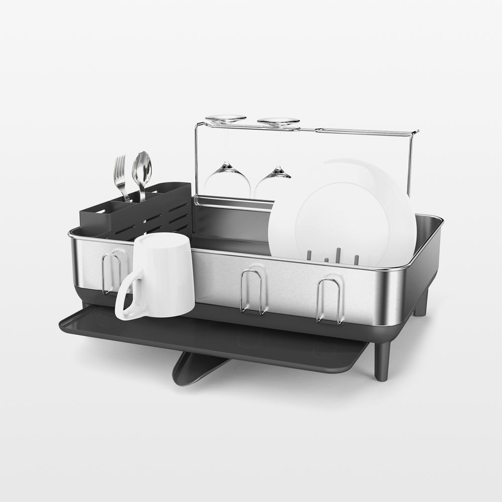 Simplehuman Kitchen Dish Drying Rack, Brushed Stainless Steel