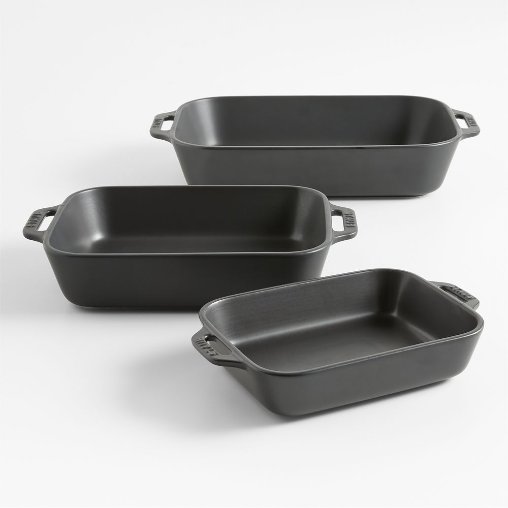 Staub Black Rectangular Baking Dishes, Set of 3