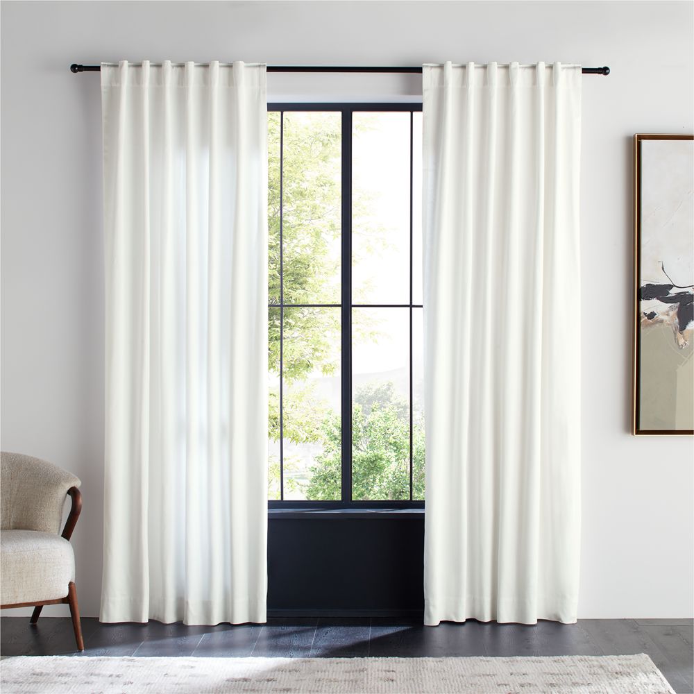 Crisp White Organic Cotton Sateen Window Curtain Panels