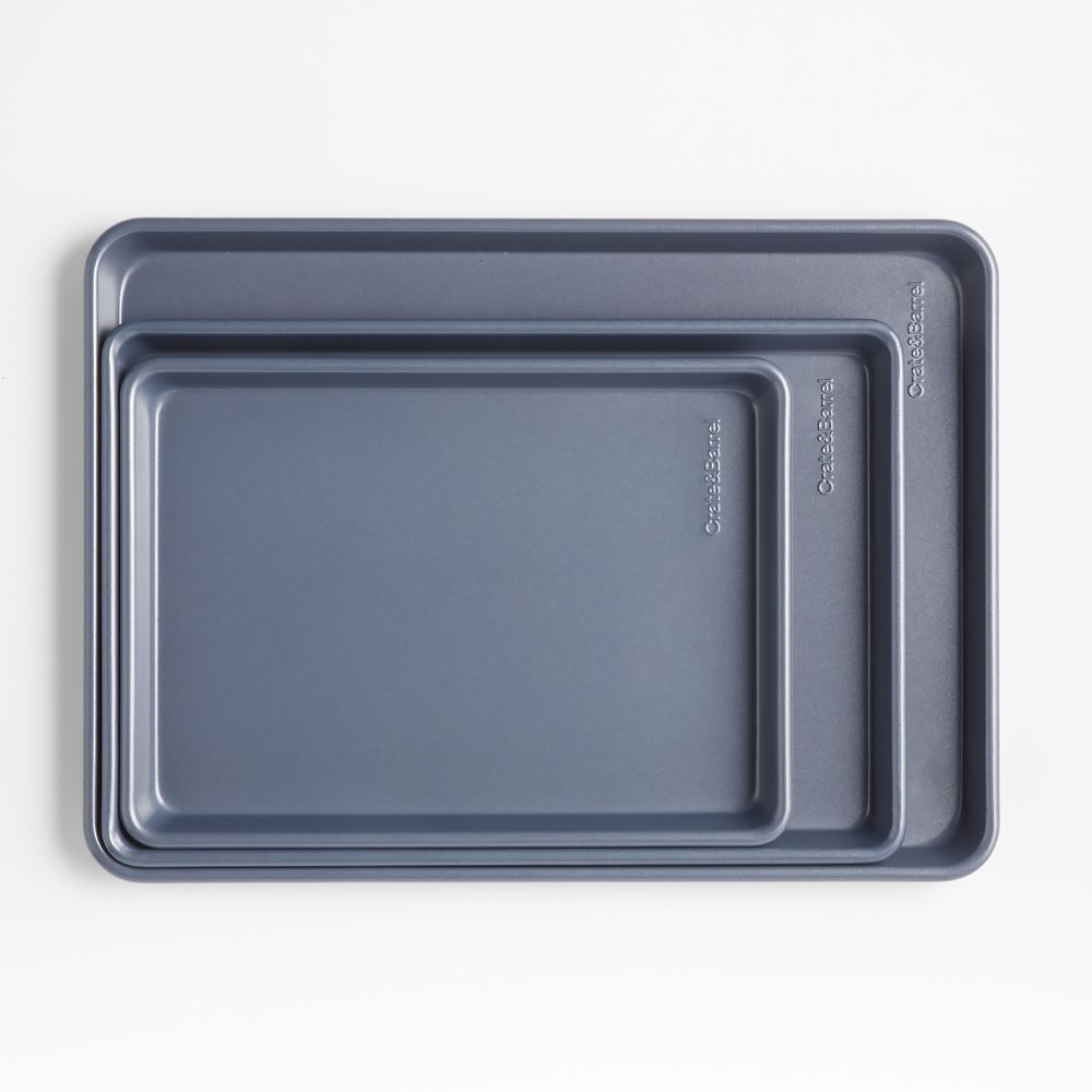 Crate & Barrel Slate Blue Silicone Nonstick Sheet Pans, Set of 3