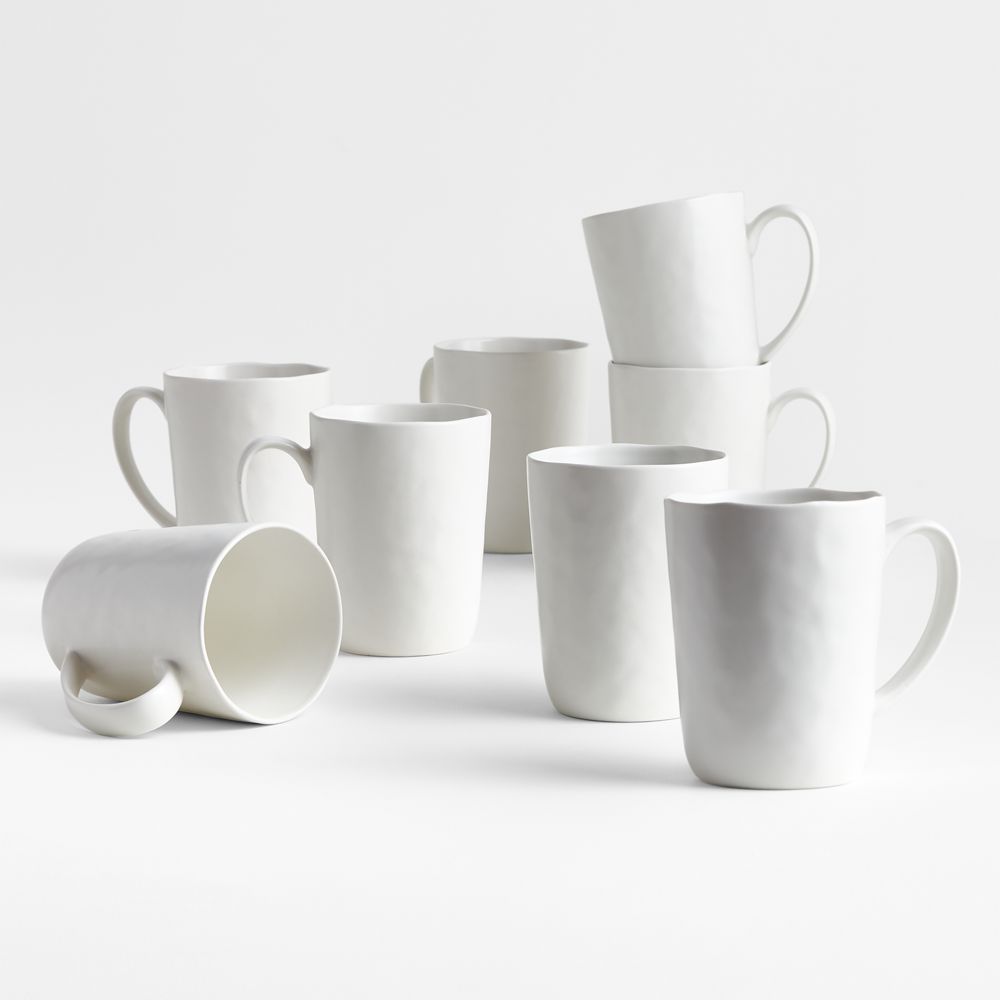 Mercer 14-oz. Matte White Porcelain Mugs, Set of 8