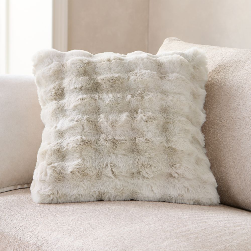 Textured Faux Fur Arctic Ivory 20"x20" Throw Pillow