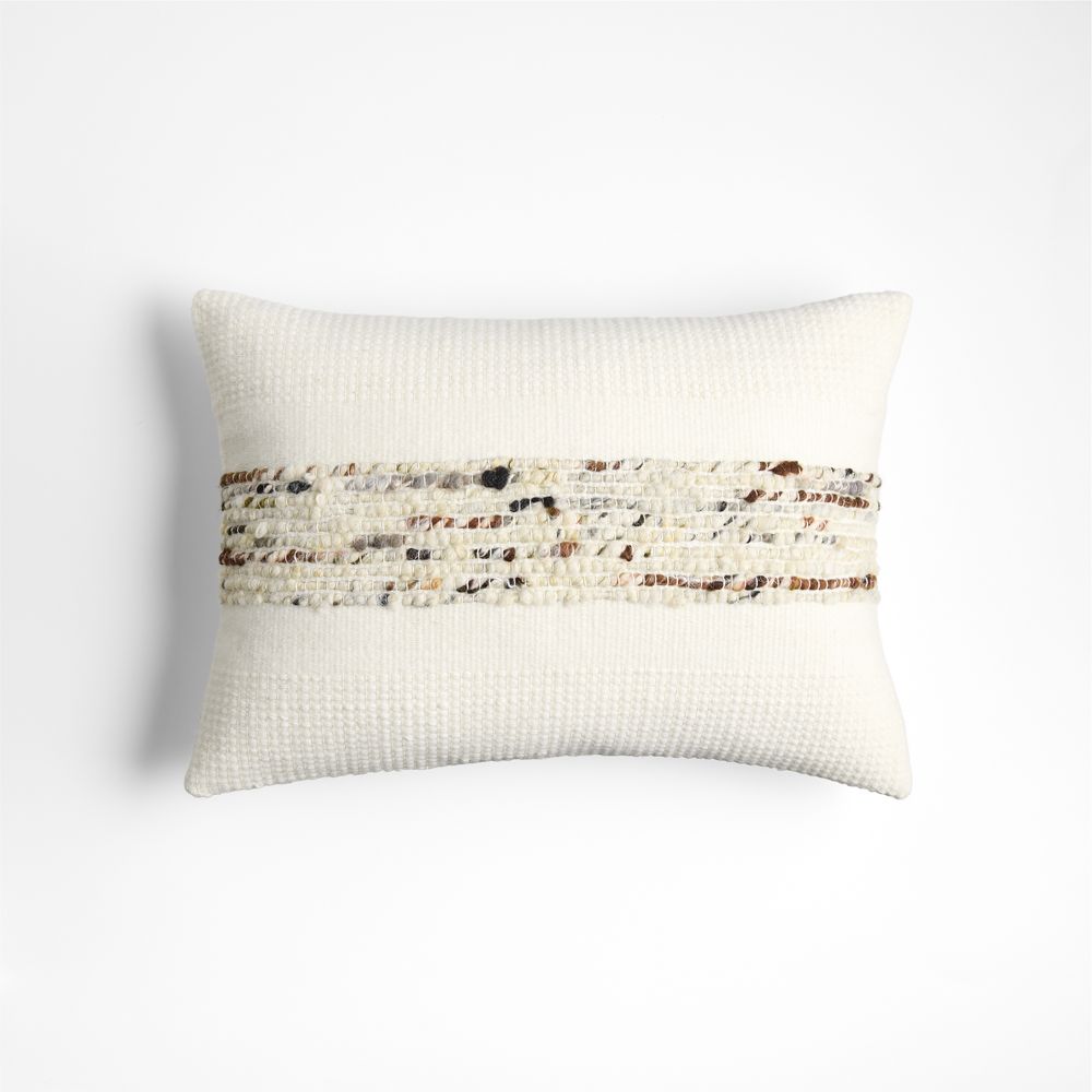 Bozeman Wool Blend 22"x15" Arctic Ivory Throw Pillow