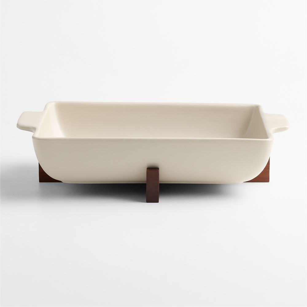 Oven-to-Table Rectangular Baking Dish with Dark Acacia Wood Trivet