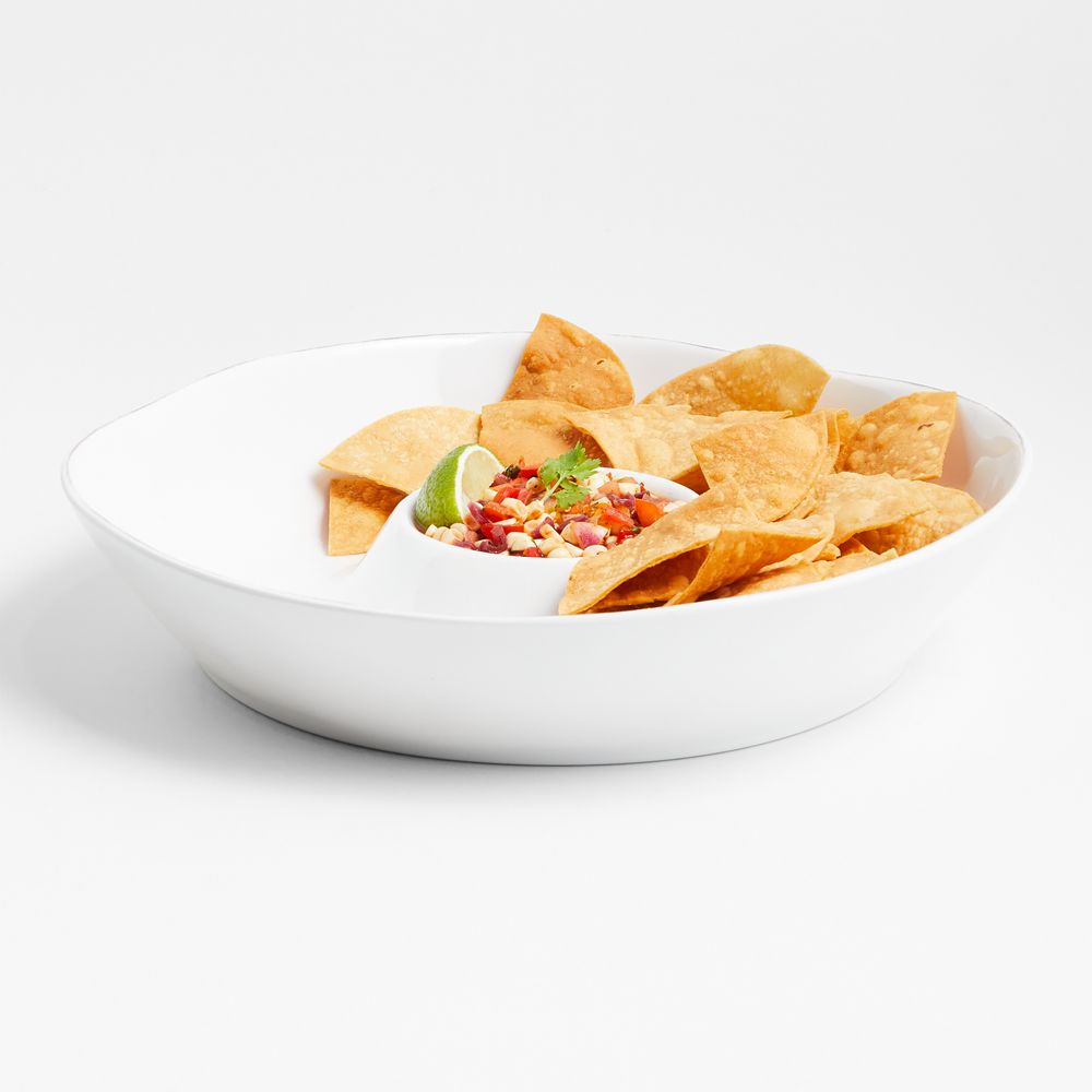 Marin White Melamine Chip and Dip Bowl