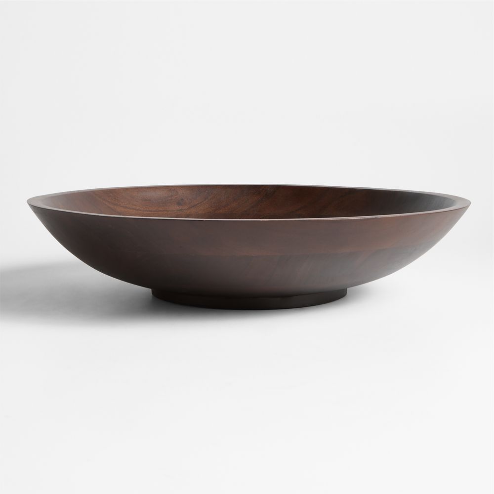 Madeira 17" Walnut-Finished Acacia Wood Salad Serving Bowl