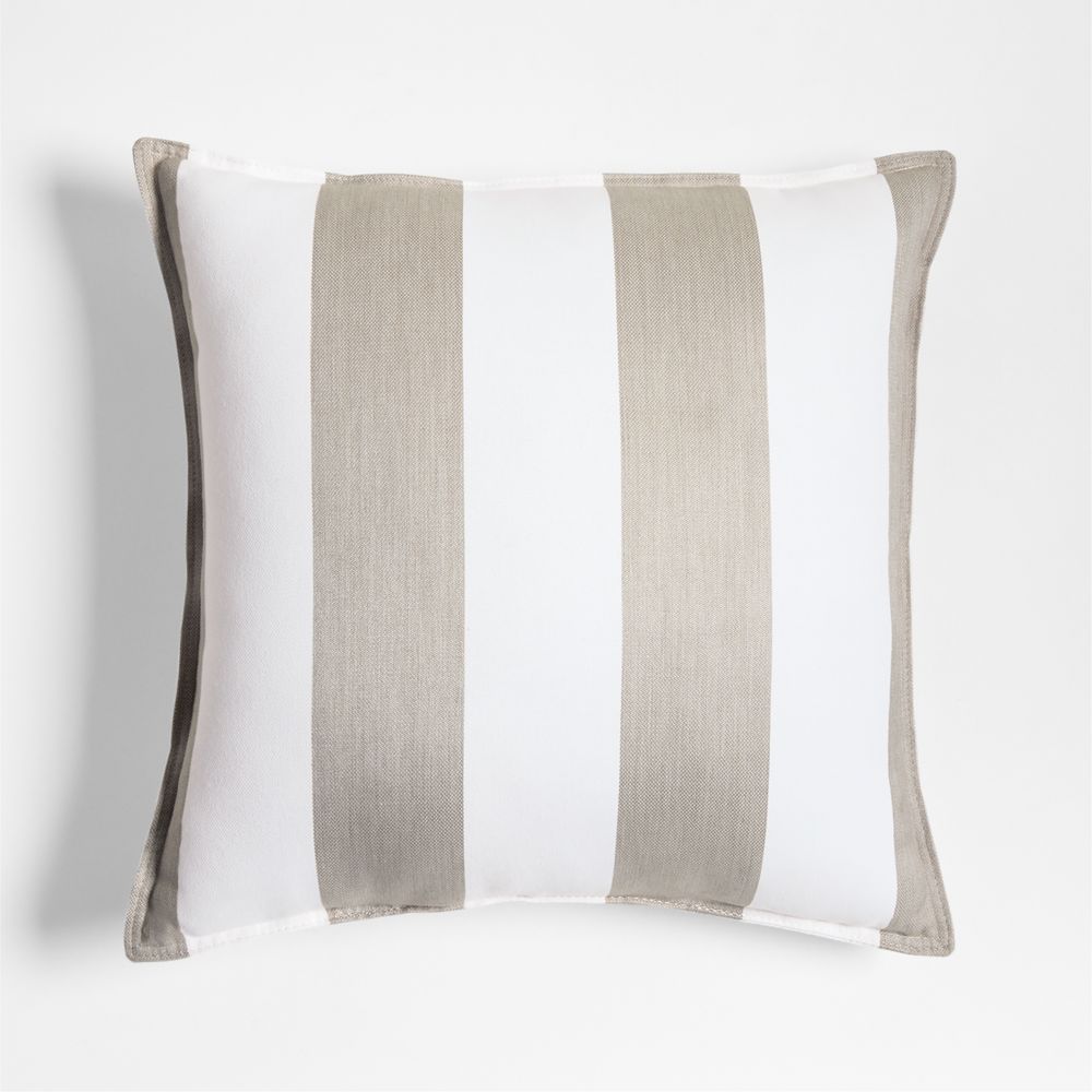 Sunbrella 20"x20" Cabana Flax Taupe Stripe Outdoor Throw Pillow