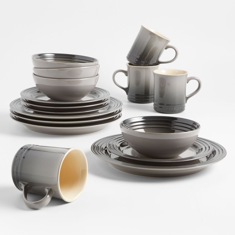 Le Creuset 16-Piece Oyster Grey Dinnerware Set