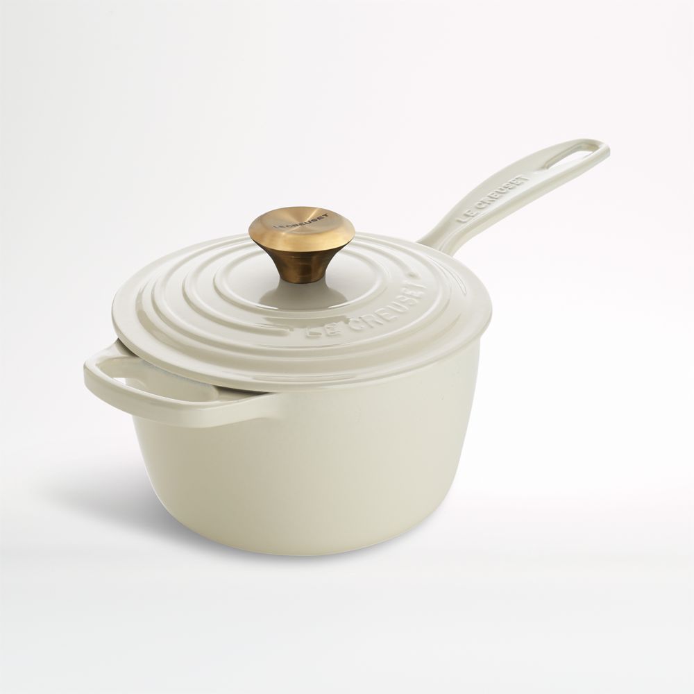 Le Creuset Signature 1.75-Qt. Cream Enameled Cast Iron Saucepan with Lid