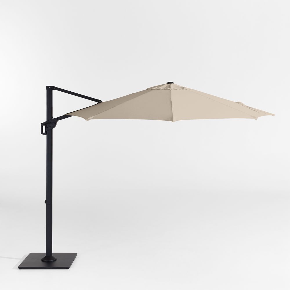 10' Round Sunbrella Canvas Flax Cantilever Outdoor Patio Umbrella with Frame