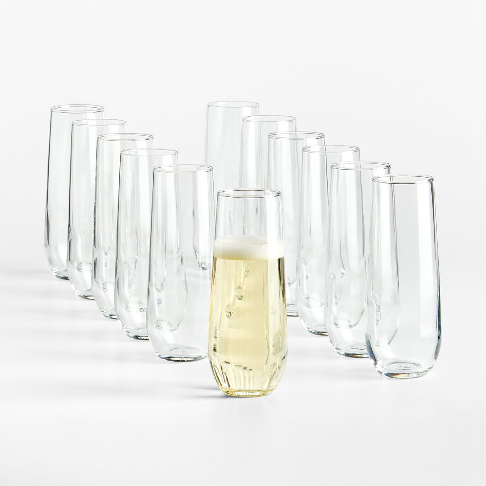 Aspen 9-Oz. Stemless Flute Glasses, Set of 12