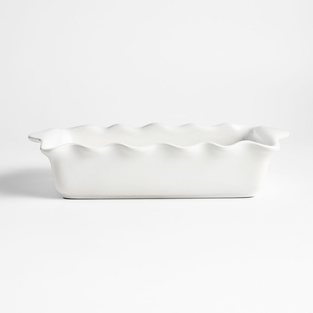 White Ruffle Rectangular Baking Dish