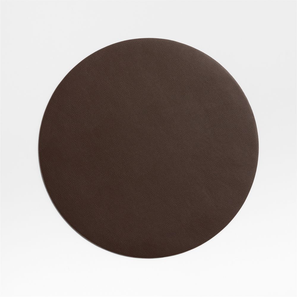 Rizzo Textured Easy Care Faux Leather Deep Brown Round Placemat