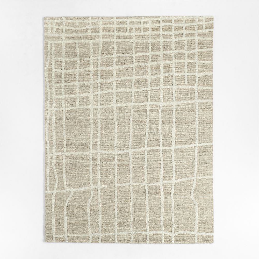 Agen Wool Handwoven Grid Caramel Brown Area Rug