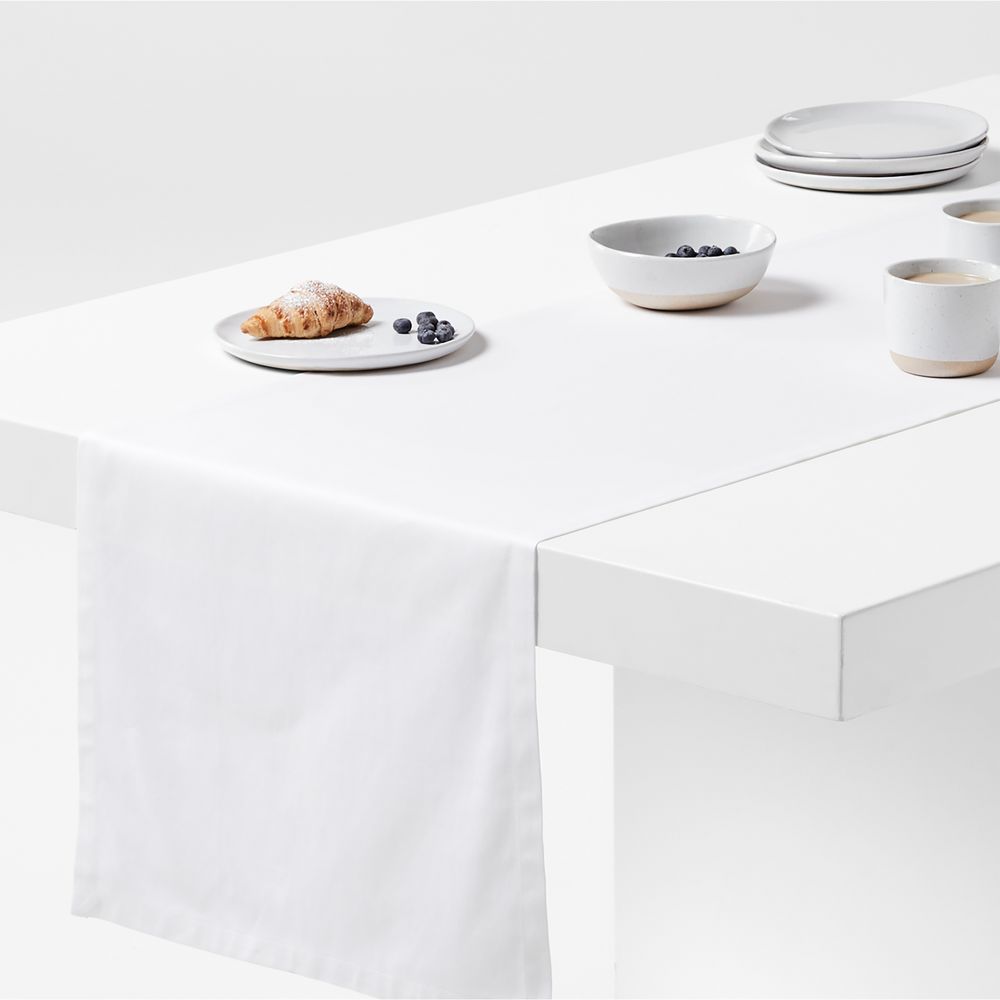 Aspen 120" Crisp White Organic Cotton Table Runner