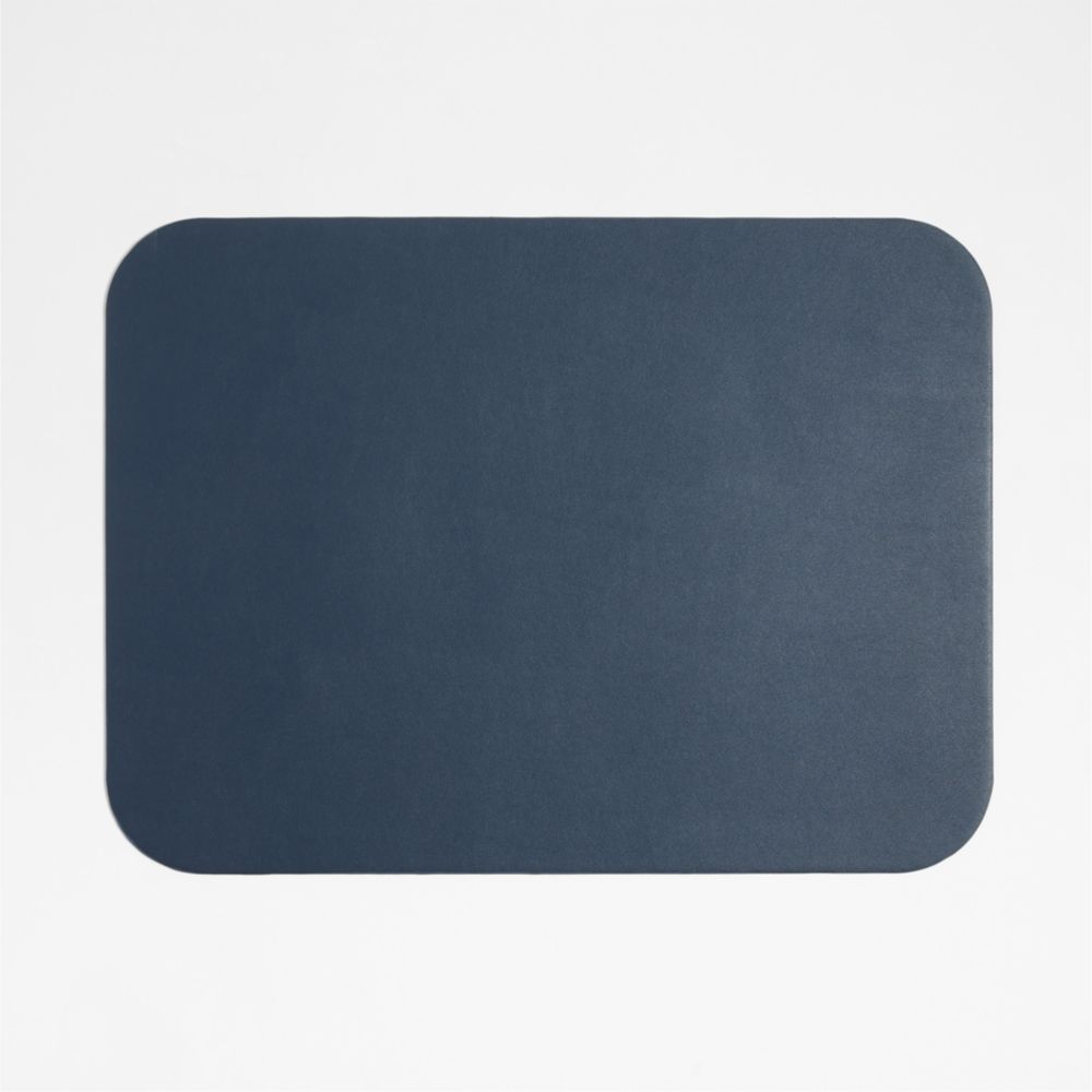 Rizzo Easy Care Faux Leather Reversible Navy and Natural Rectangular Placemat