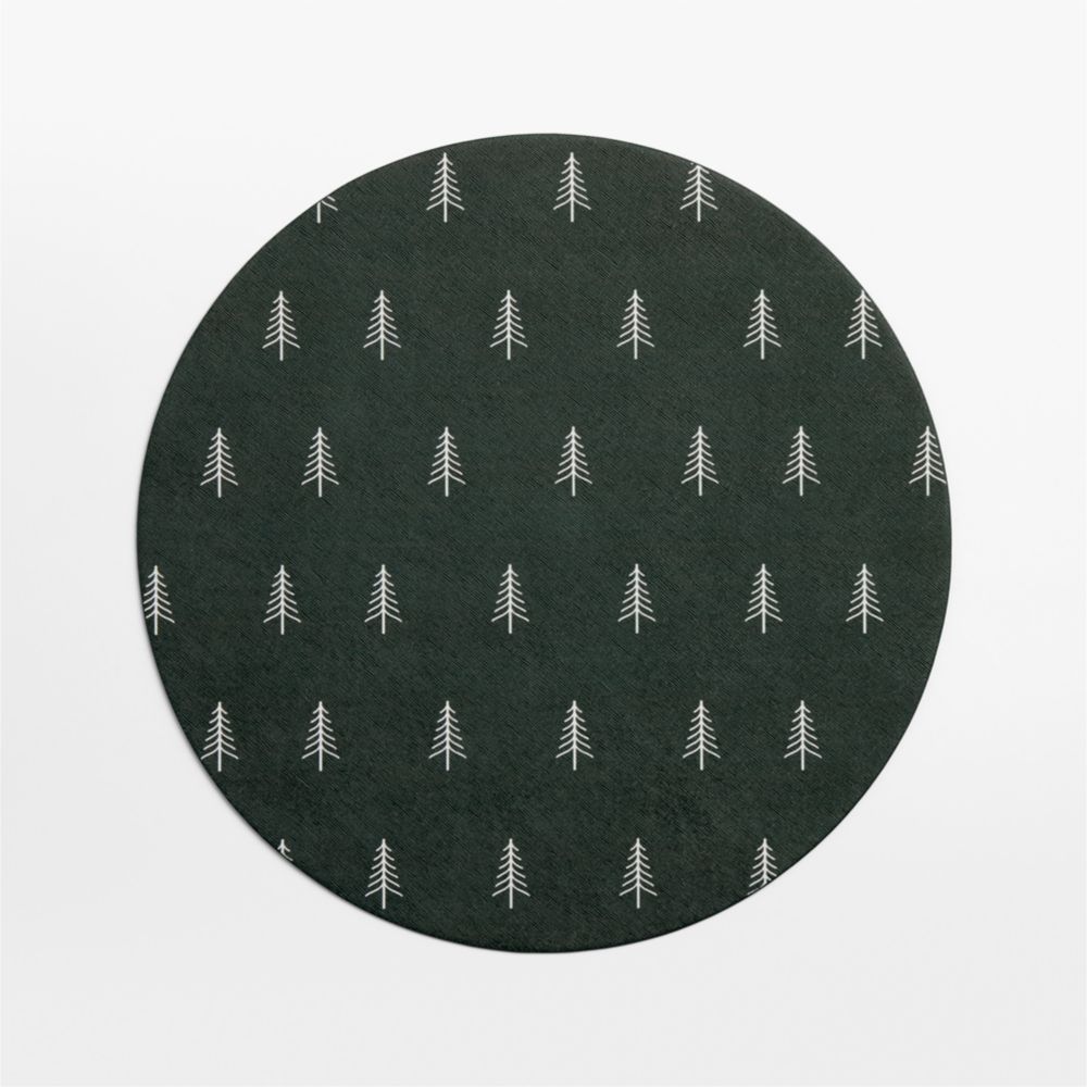 Rizzo Nordic Trees Green Easy Care Faux Leather Reversible Round Placemat