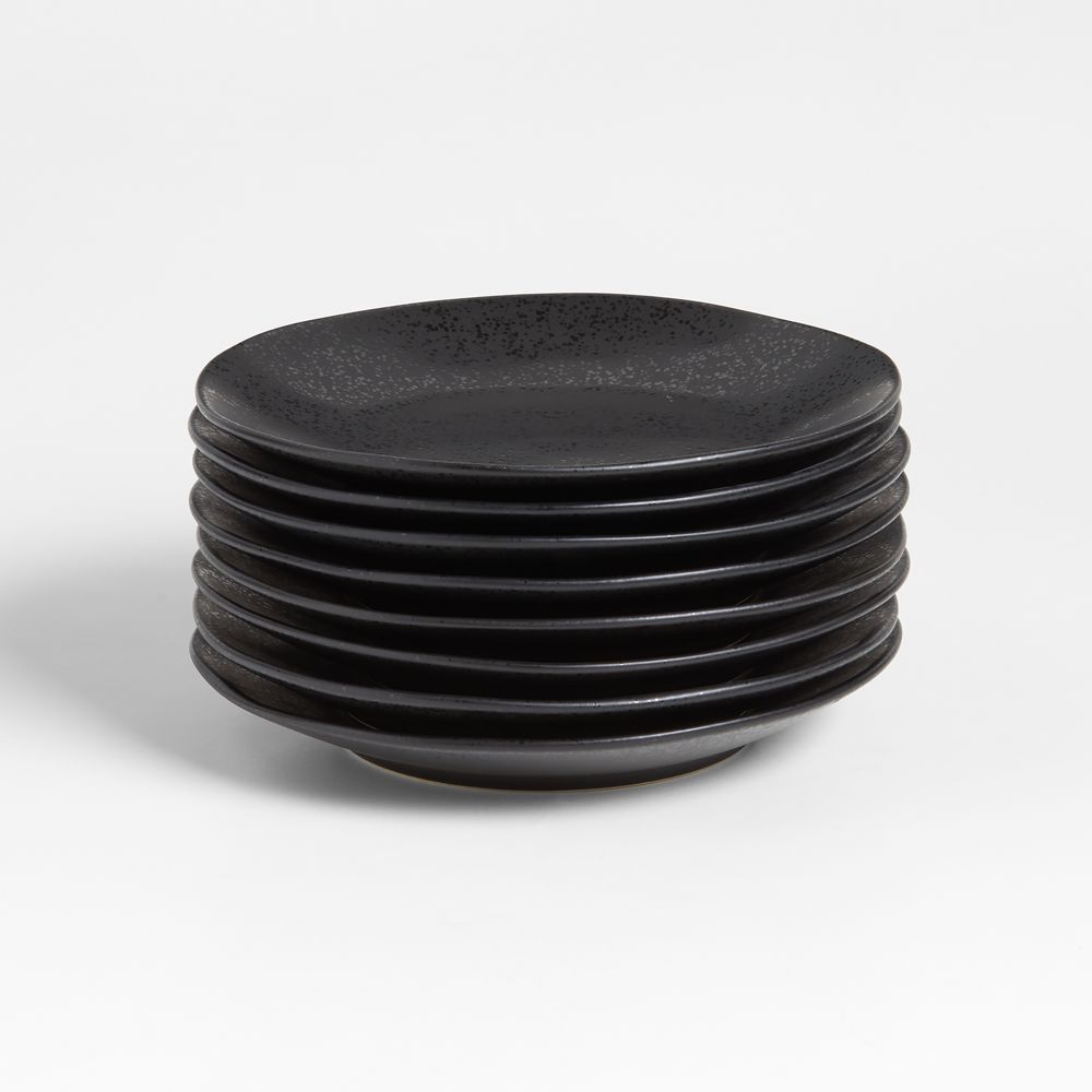 Marin Matte Black Stoneware Salad Plates, Set of 8
